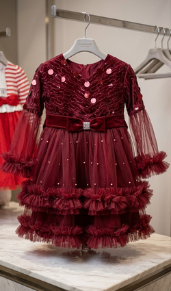 The Royal Crimson Sequin and Pearl Gown