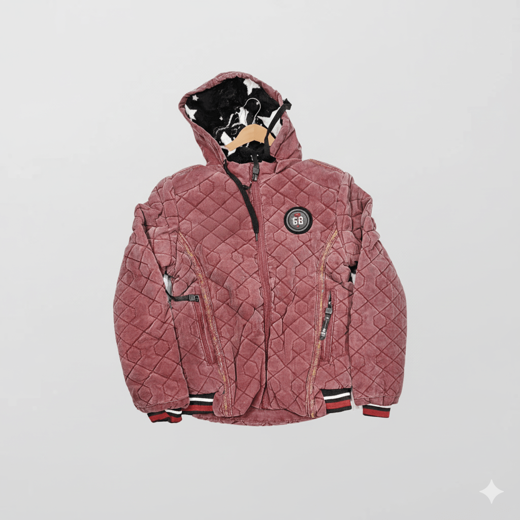 🧥 Quilted Rose Velvet Hooded Jacket 🌹By Liberi