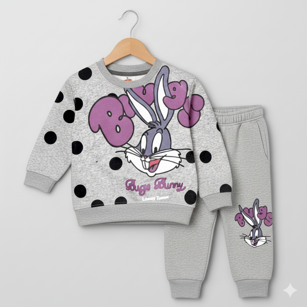 Bugs Bunny Kids' Heather Gray Fleece Sweatshirt & Jogger Set By Liberi